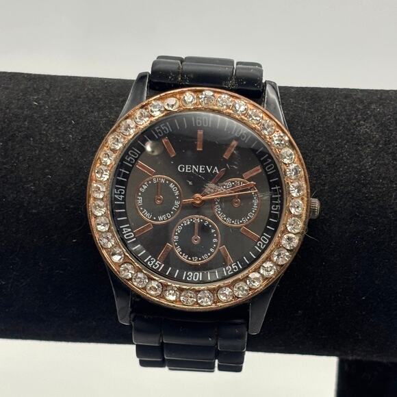 Gold & Black Crystal Men's Watch - Picture 1 of 5